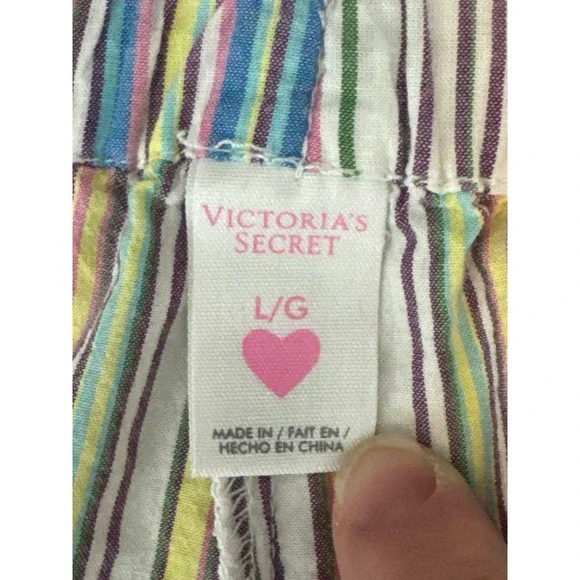 Victoria's Secret Women Size L Stripe Pajama Set Long Sleeve Button Top Pants - Picture 6 of 9